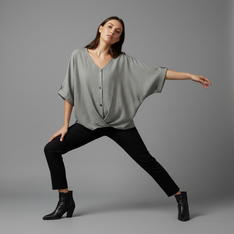 Elegant V-Neck Women's Blouse | Long Sleeve Fashion Top