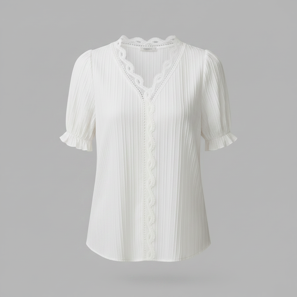 Astrid Puff Sleeve Top | Women's White Blouse for Summer