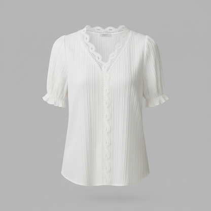 Astrid Puff Sleeve Top | Women's White Blouse for Summer