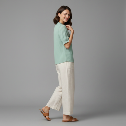 Astrid Puff Sleeve Top | Women's White Blouse for Summer