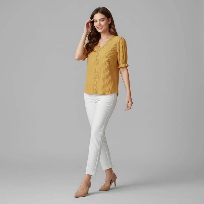 Astrid Puff Sleeve Top | Women's White Blouse for Summer