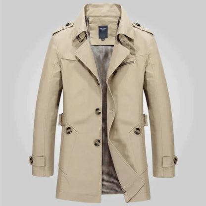 Black Trench Coat Mens | Double-Breasted Mid-Length Outerwear 0