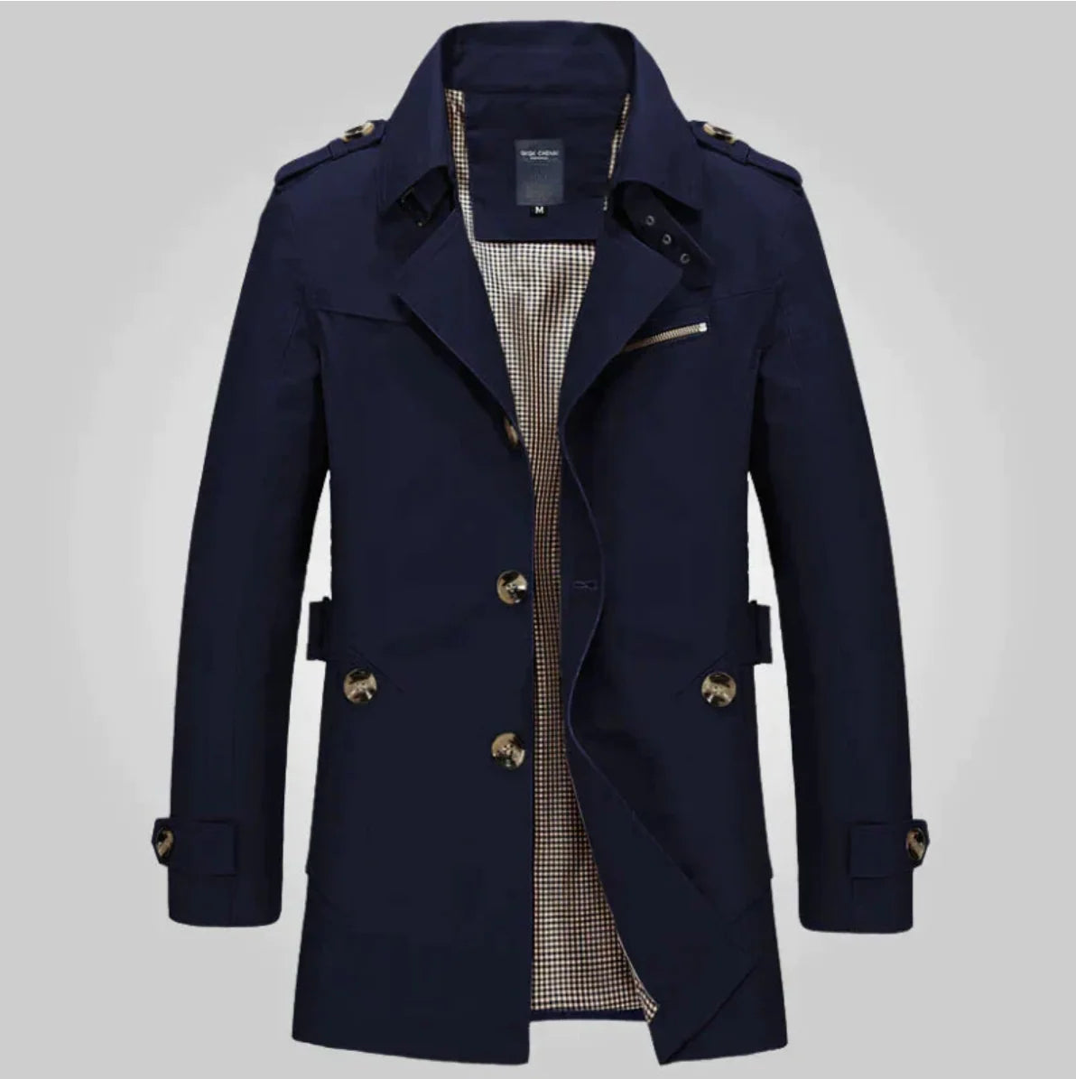 Black Trench Coat Mens | Double-Breasted Mid-Length Outerwear 1
