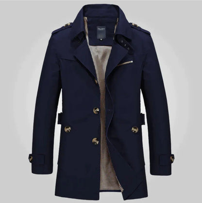 Black Trench Coat Mens | Double-Breasted Mid-Length Outerwear 1
