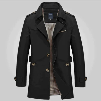 Black Trench Coat Mens | Double-Breasted Mid-Length Outerwear 2