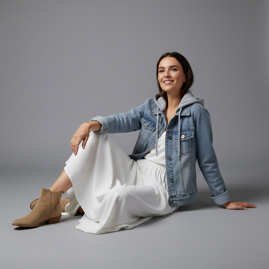 Denim Jacket with Removable Hood | Women's Casual Outerwear