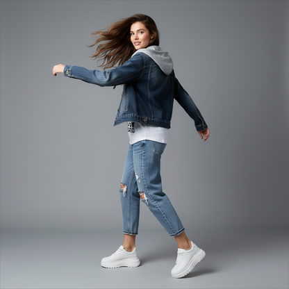 Denim Jacket with Removable Hood | Women's Casual Outerwear