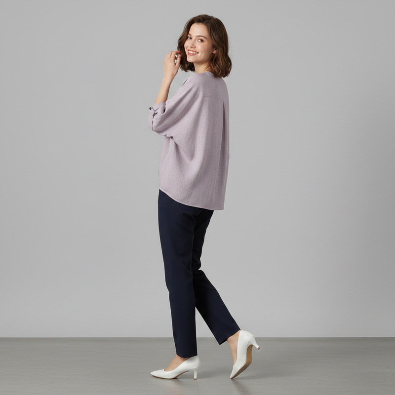 Elegant V-Neck Women's Blouse | Long Sleeve Fashion Top