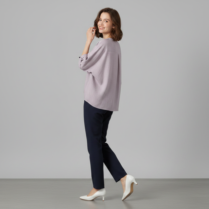 Elegant V-Neck Women's Blouse | Long Sleeve Fashion Top