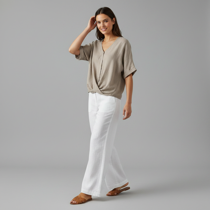 Elegant V-Neck Women's Blouse | Long Sleeve Fashion Top
