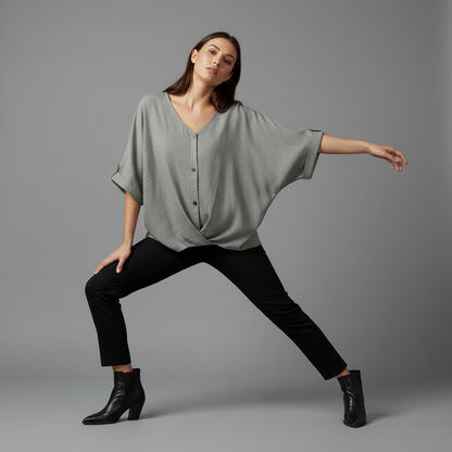 Elegant V-Neck Women's Blouse | Long Sleeve Fashion Top