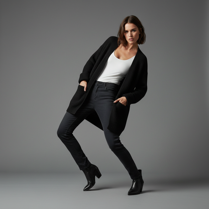 Elegant Women's Black Cardigan | Cozy Layering Essential