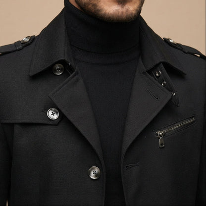 Men's Classic Long Button-Up Trench Coat 2