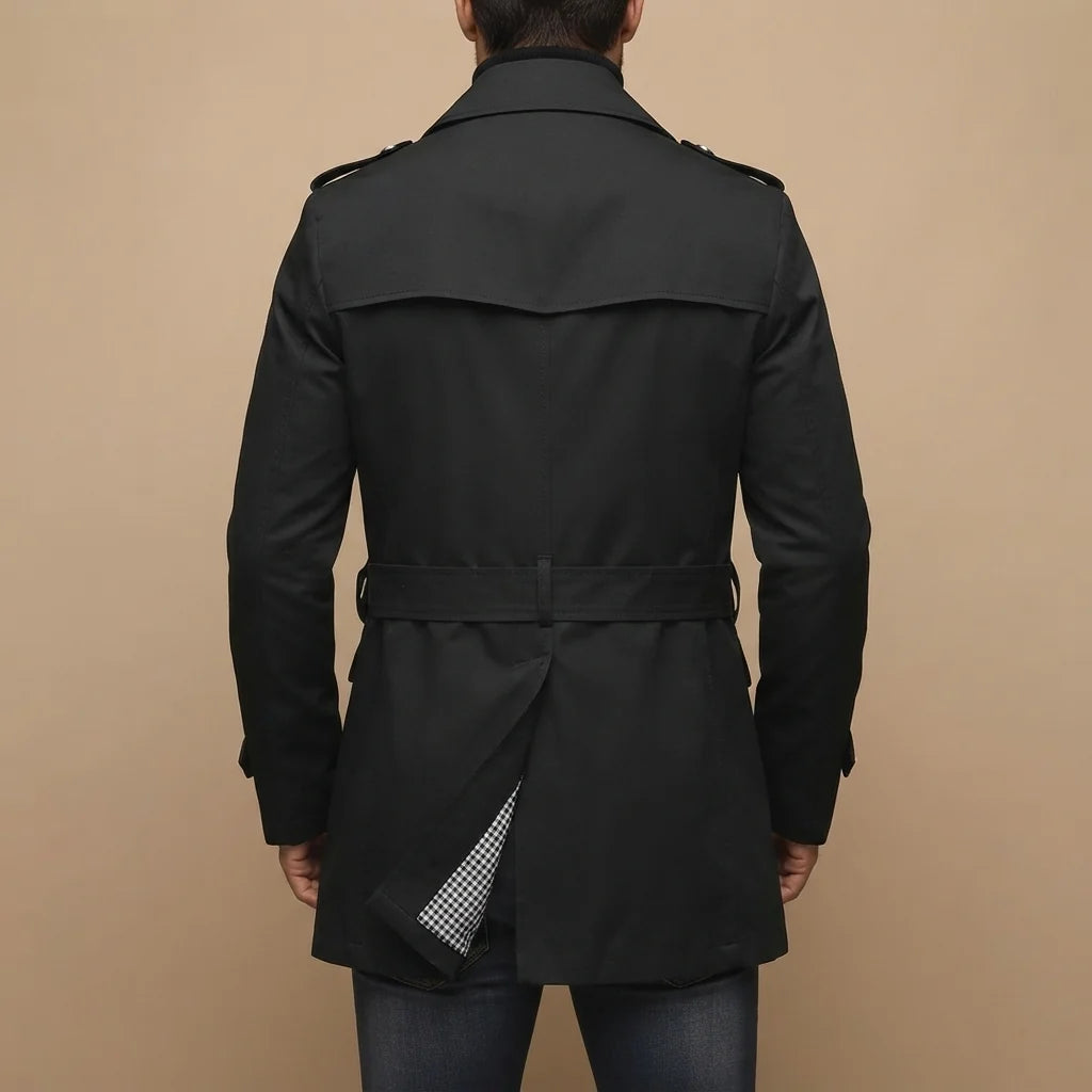Men's Classic Long Button-Up Trench Coat 3