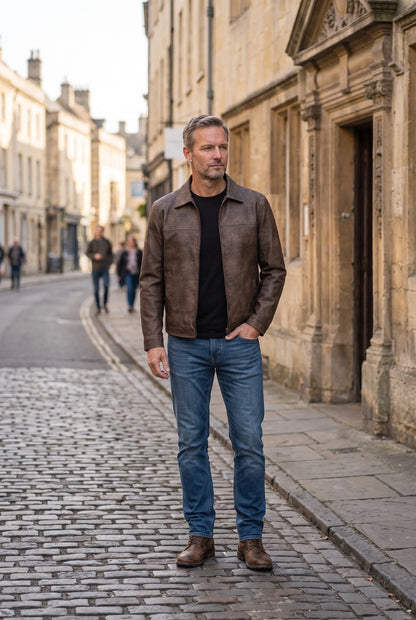 Men's Distressed Slim Fit Zip-Up Jacket 3