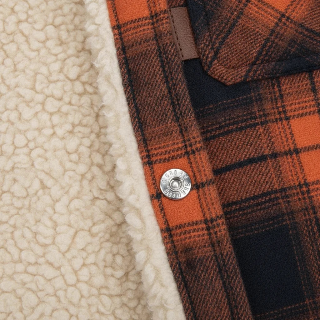 Men's Fleece-Lined Button-Up Plaid Jacket 1