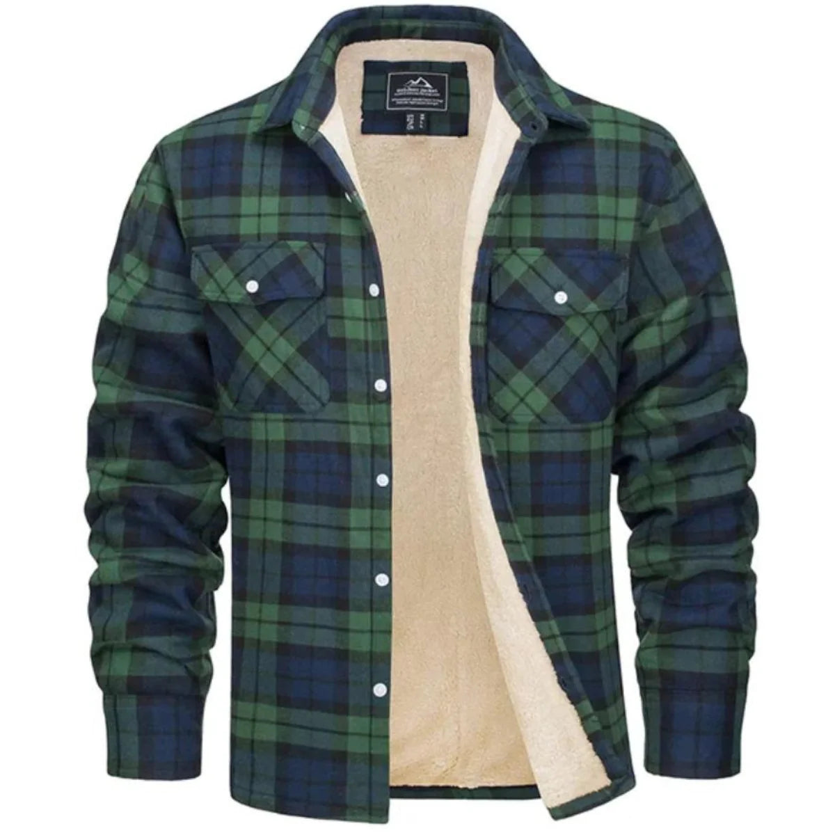 Men's Fleece-Lined Button-Up Plaid Jacket 3