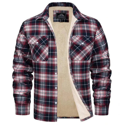Men's Fleece-Lined Button-Up Plaid Jacket 4