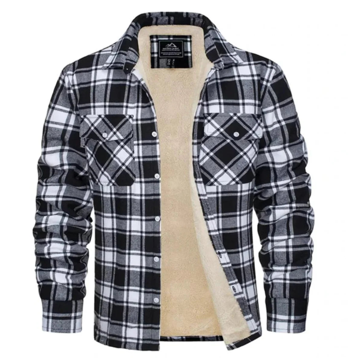 Men's Fleece-Lined Button-Up Plaid Jacket 5
