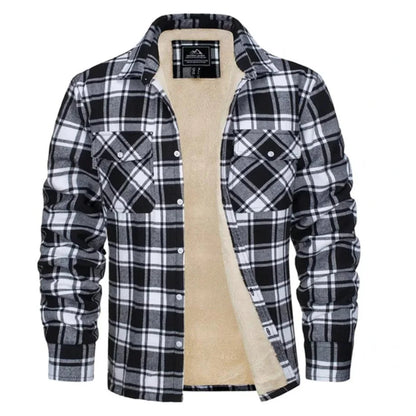 Men's Fleece-Lined Button-Up Plaid Jacket 5