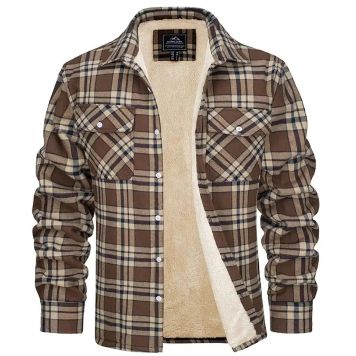 Men's Fleece-Lined Button-Up Plaid Jacket 6