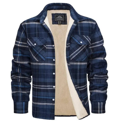 Men's Fleece-Lined Button-Up Plaid Jacket 8