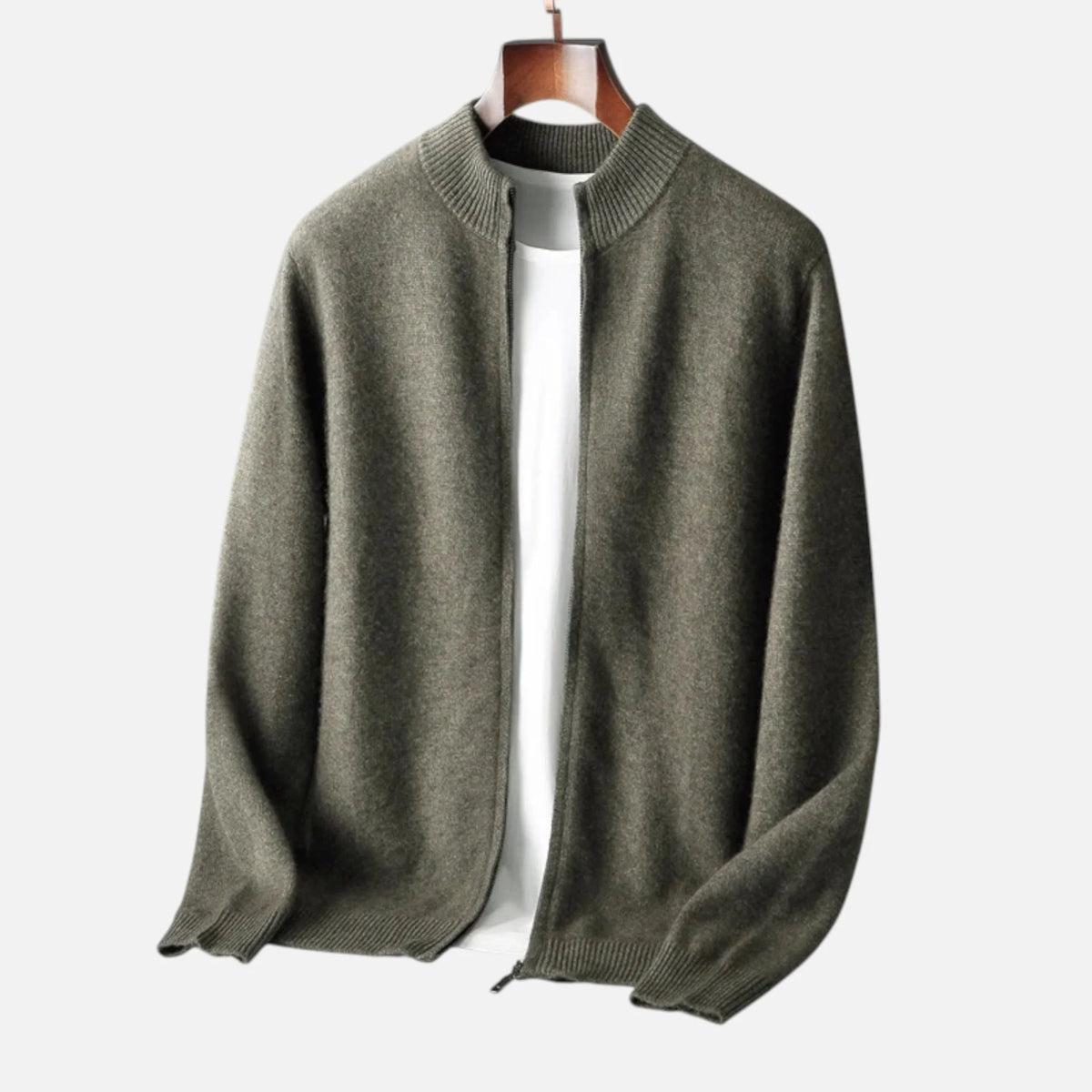 Men's Lightweight Zip-Up Stand Collar Cardigan 7