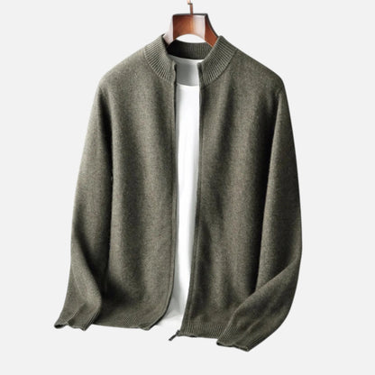 Men's Lightweight Zip-Up Stand Collar Cardigan 7