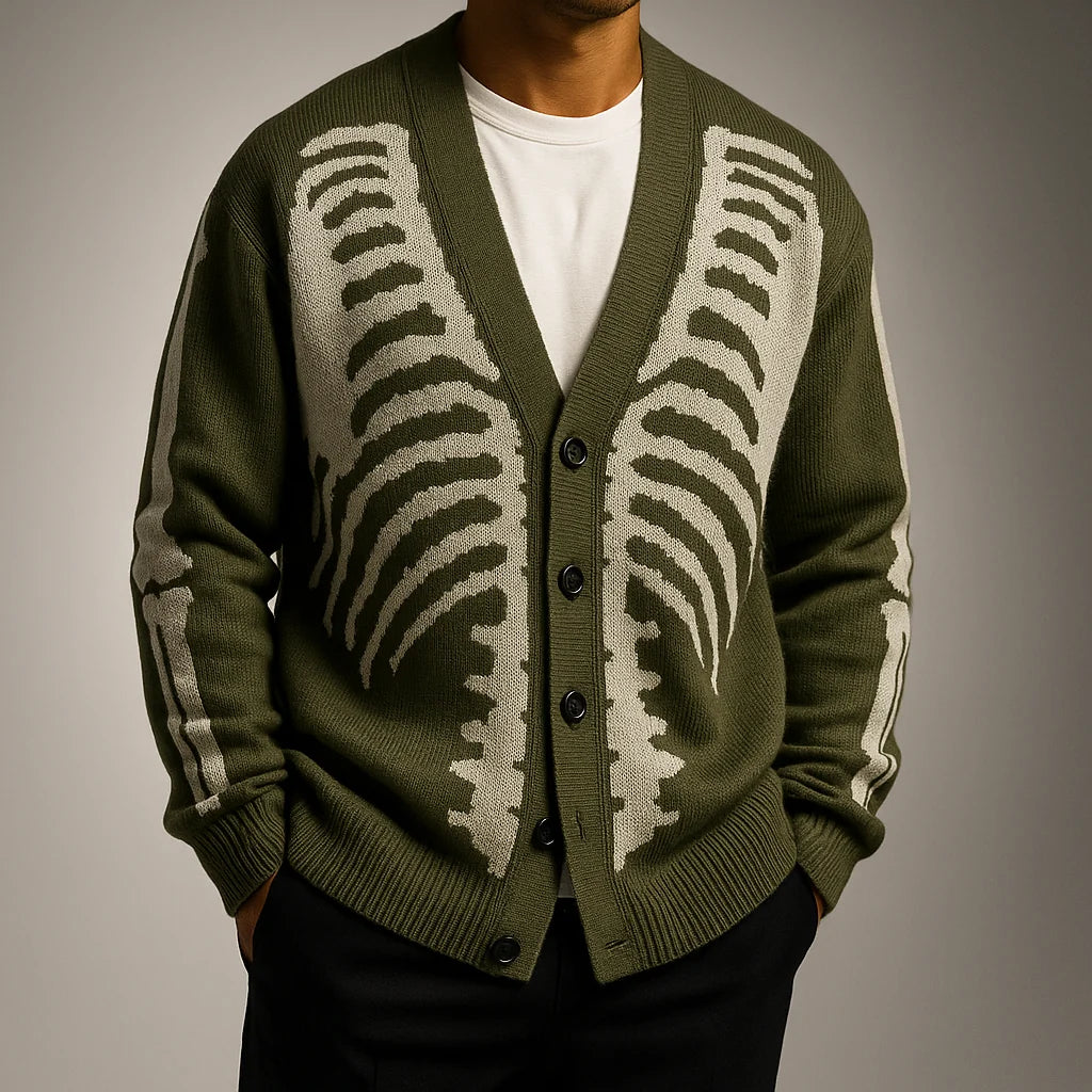 Men's Ribbed Button-Up Casual Cardigan 1