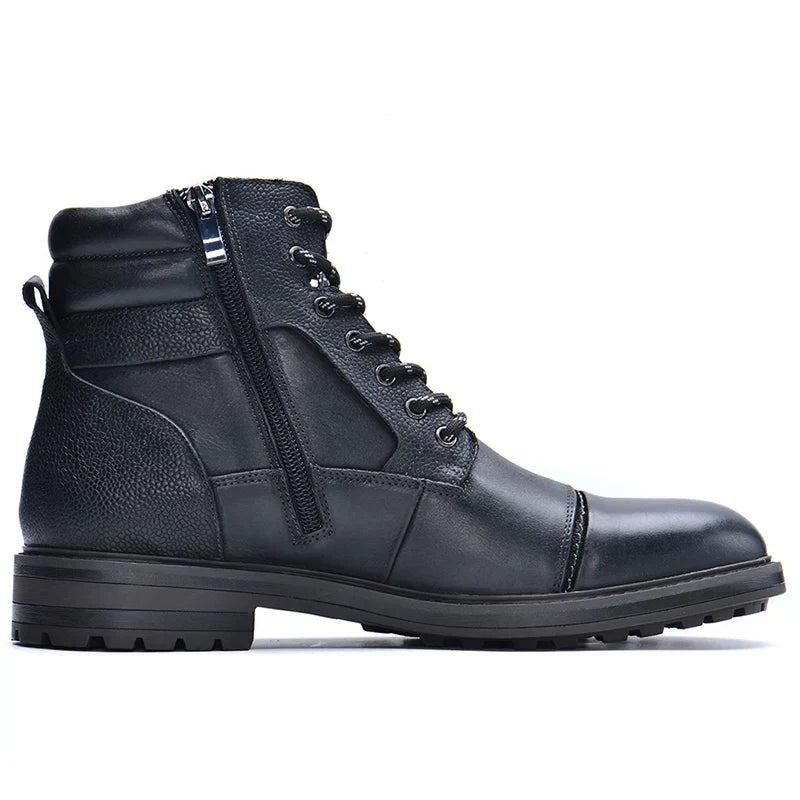 Men's Rugged Side Zipper Lace-Up Work Boots 1