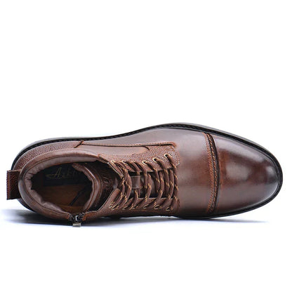 Men's Rugged Side Zipper Lace-Up Work Boots 3