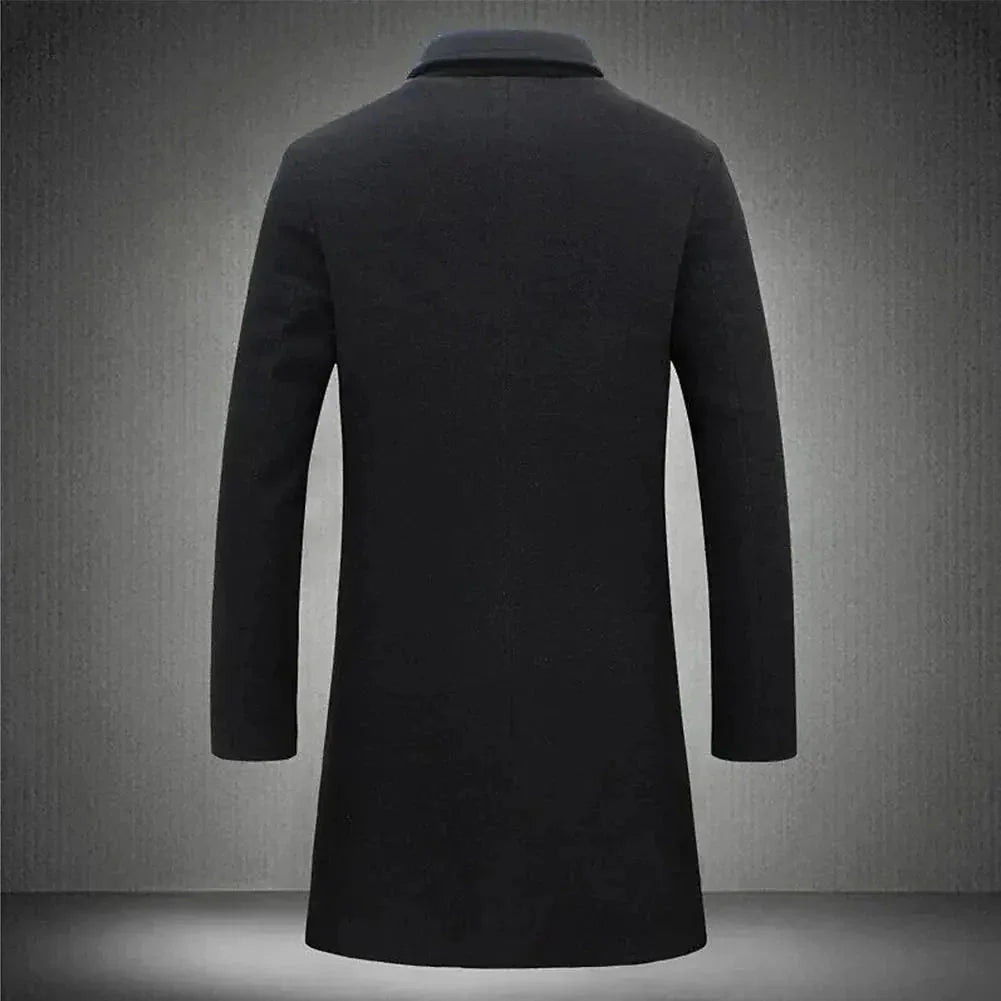 Men's Slim Fit Notched Lapel Long Overcoat 2