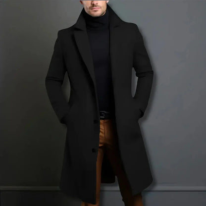 Men's Slim Fit Notched Lapel Long Overcoat 5