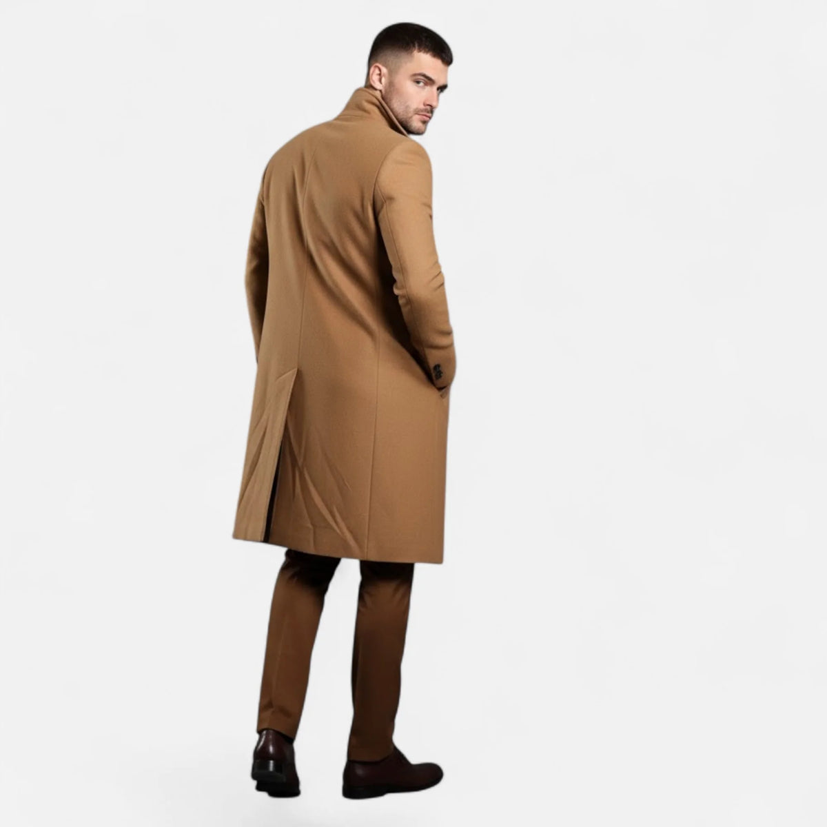 Men's Slim Fit Single-Breasted Mid-Length Trench Coat 2