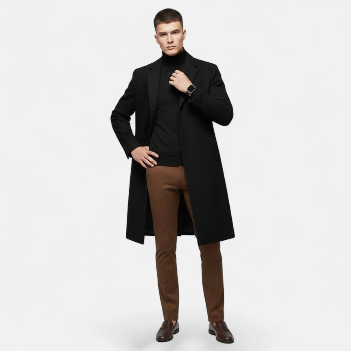 Men's Slim Fit Single-Breasted Mid-Length Trench Coat 4