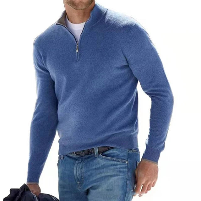 Men's Slim Fit Stand Collar Quarter-Zip Sweater 0