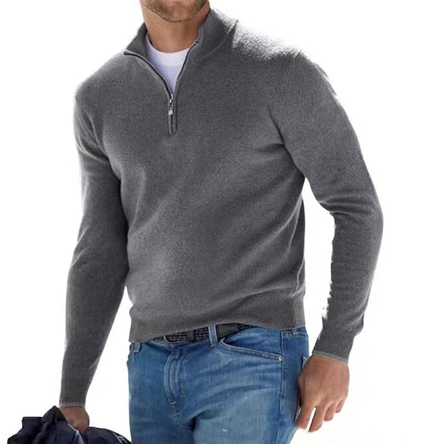 Men's Slim Fit Stand Collar Quarter-Zip Sweater 1