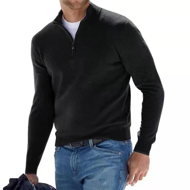 Men's Slim Fit Stand Collar Quarter-Zip Sweater 2