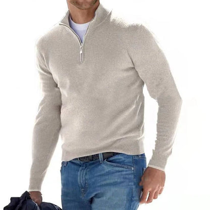 Men's Slim Fit Stand Collar Quarter-Zip Sweater 3