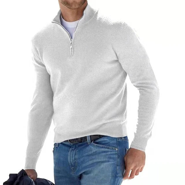 Men's Slim Fit Stand Collar Quarter-Zip Sweater 4