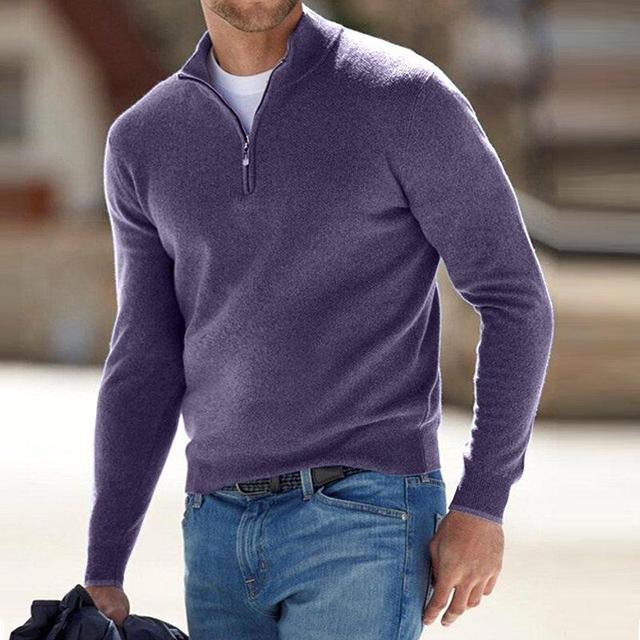 Men's Slim Fit Stand Collar Quarter-Zip Sweater 6