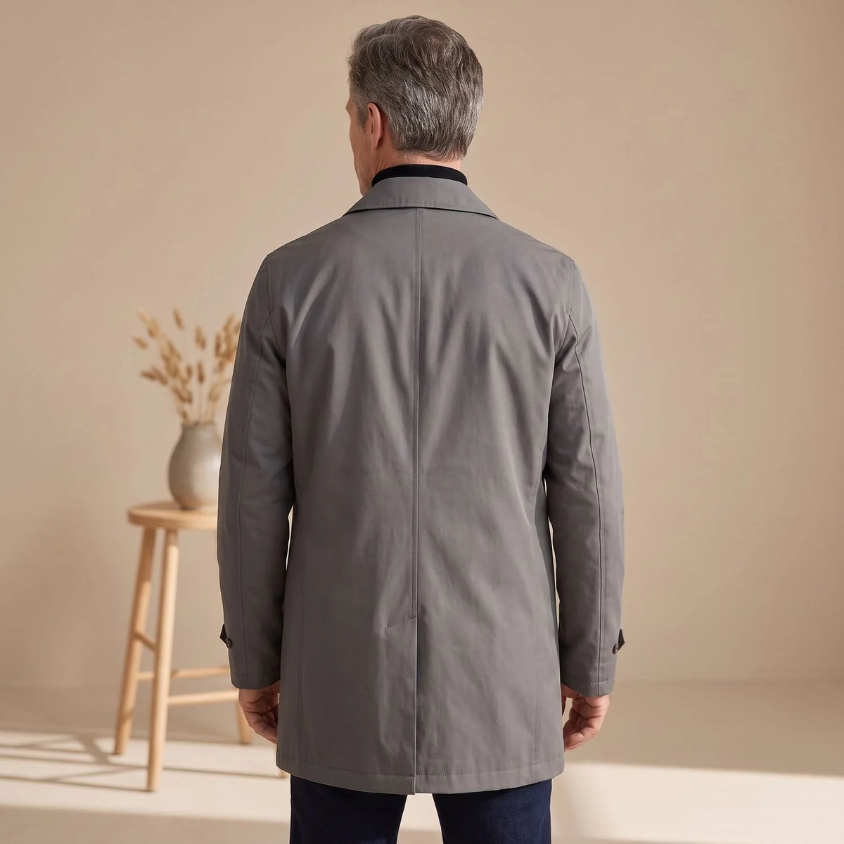 Men's Weather-Resistant Button-Up Long Trench Coat 5