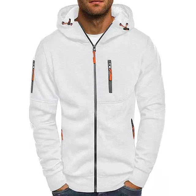 Men's Zip-Up Drawstring Hooded Sweatshirt 0