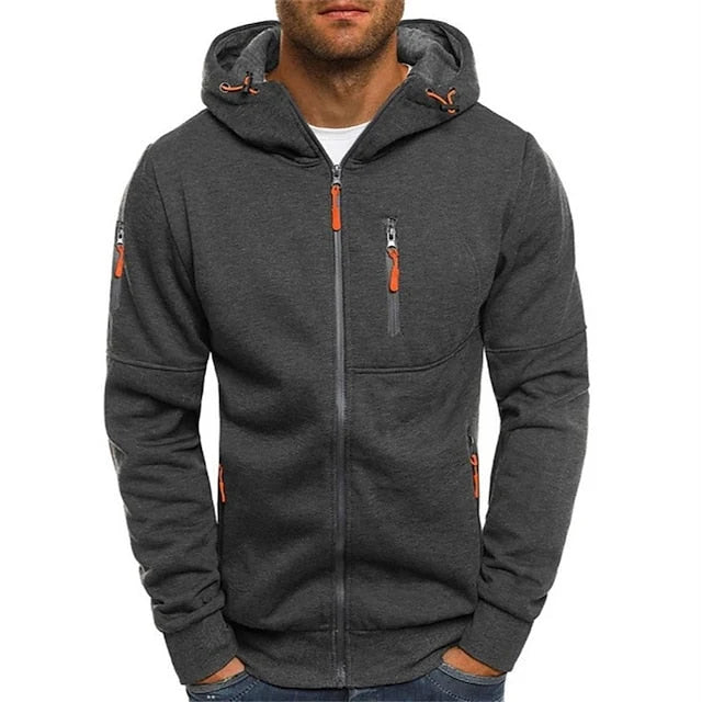 Men's Zip-Up Drawstring Hooded Sweatshirt 2