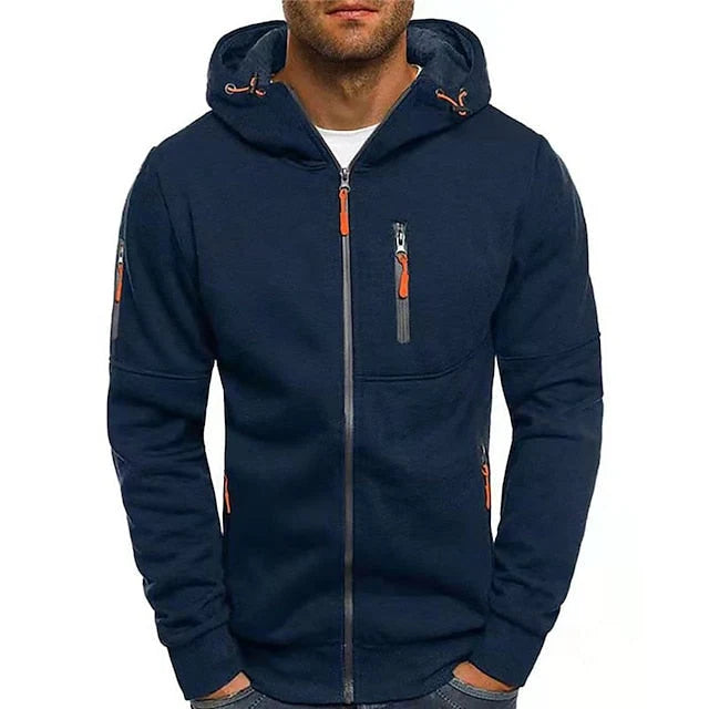 Men's Zip-Up Drawstring Hooded Sweatshirt 5