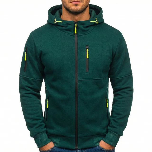 Men's Zip-Up Drawstring Hooded Sweatshirt 7
