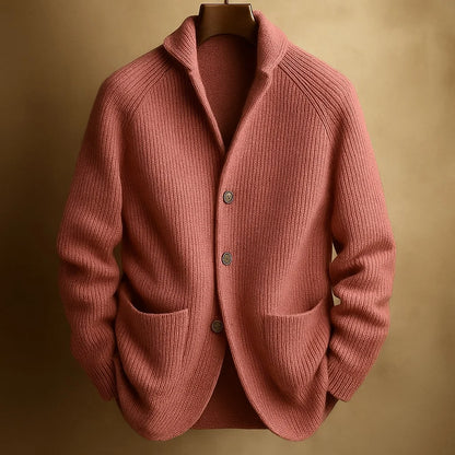 Ribbed Wool Shawl Cardigan | Men's Cardigan Sweater 0