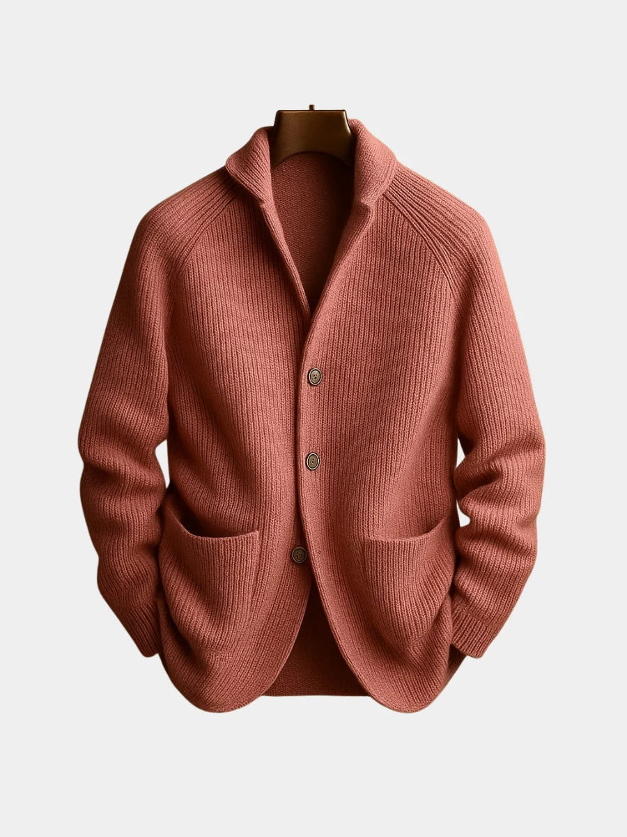 Ribbed Wool Shawl Cardigan | Men's Cardigan Sweater 1