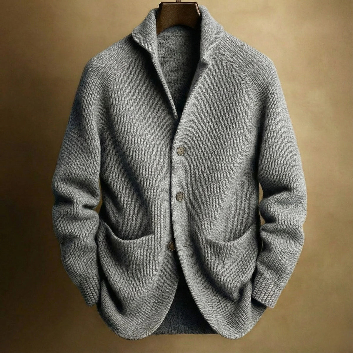 Ribbed Wool Shawl Cardigan | Men's Cardigan Sweater 4