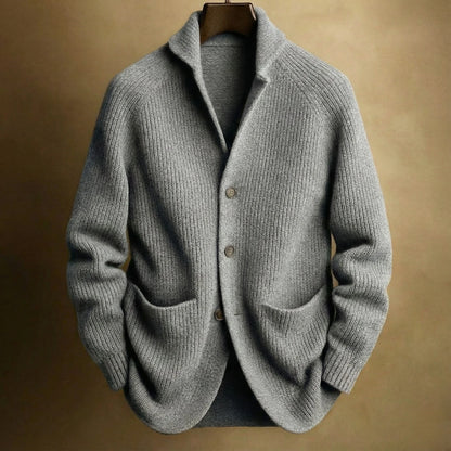 Ribbed Wool Shawl Cardigan | Men's Cardigan Sweater 4